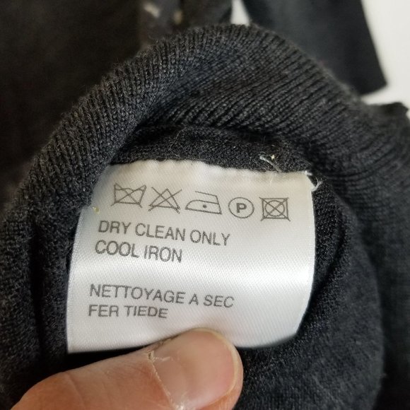 Womens XS Gray Wool Silk Blend Bow Front Detail V- - Picture 5 of 6